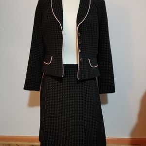 Pink and black polka dot suit